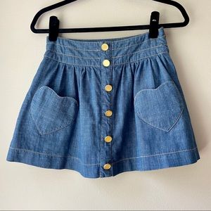 Cute Heart Denim Mini Skirt